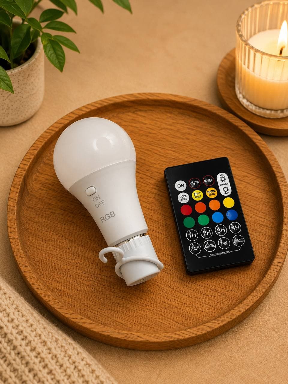 Rechargeable RGB LED Lamp with Remote Control – USB-C, Multicolor