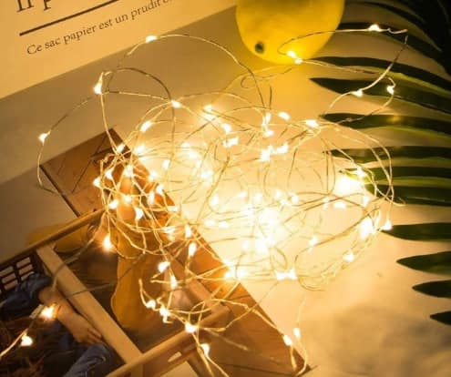 Set of 6 LED String Lights, 2 m, Warm White, with Timer