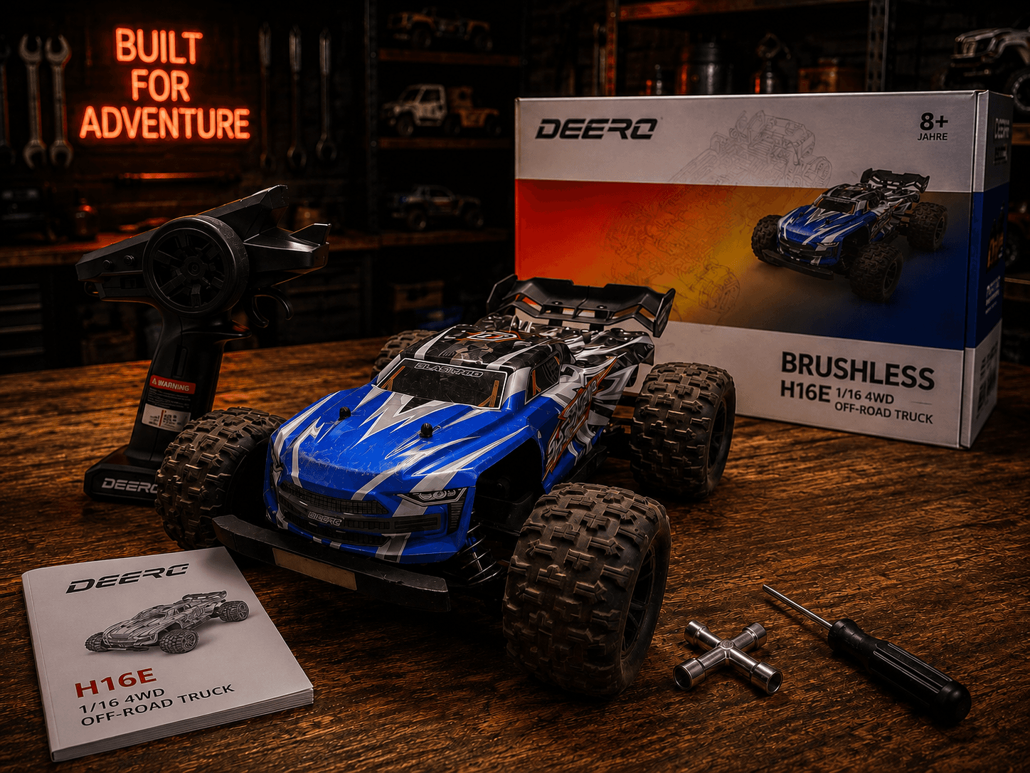 DEERC H16E 1:16 4WD Brushless – Samochód RC do 70 km/h | 2 Akumulatory