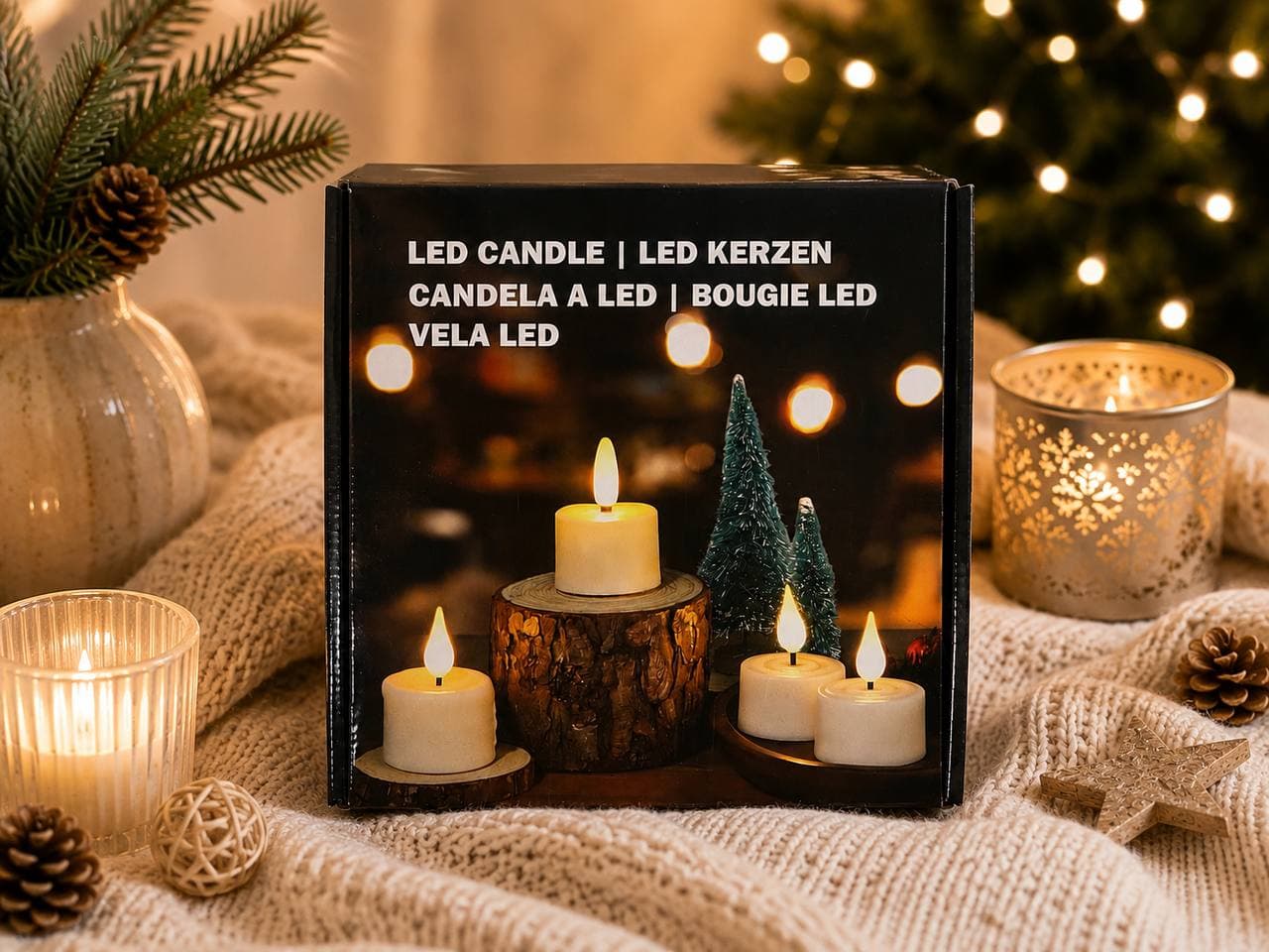 Set of 12 Red LED Candles – Safe Decorative Candles with a Flame Effect